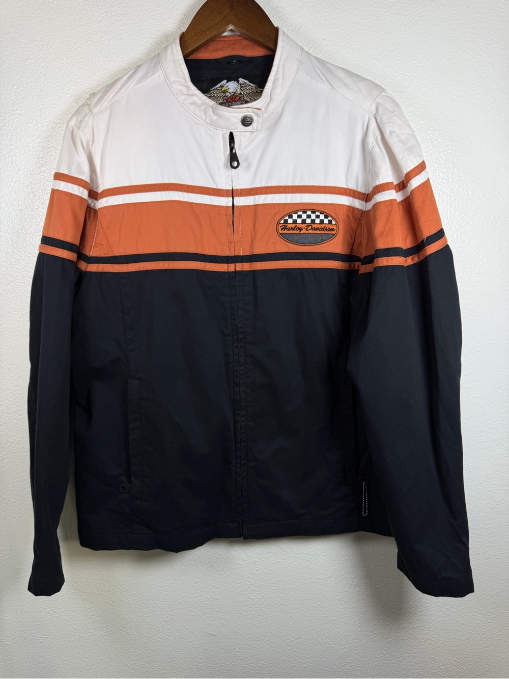 Harley-Davidson White, Orange & Black Stripe Riding Jacket